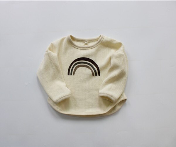 -キッズ レインボー 長袖 ルーズ Tシャツ トップス - mamahalo shop - 長袖Tシャツ -  べビー服 - 子供服 - 男の子 - 女の子