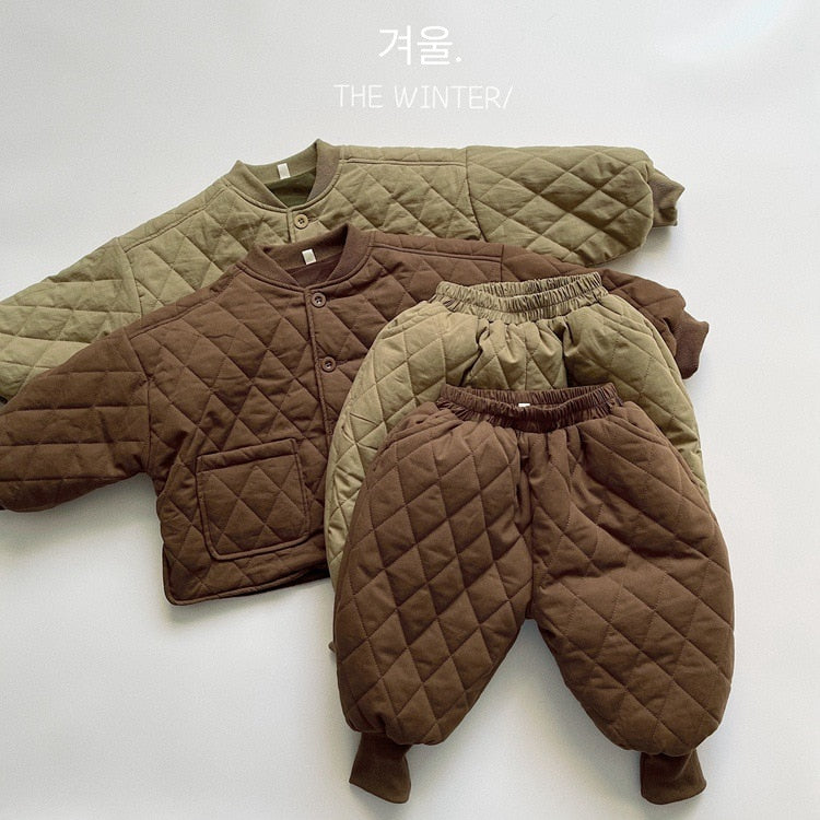 -キッズ キルティング ジャケット パンツ - mamahalo shop - ショートコート・ジャケット・ジャンパー -  べビー服 - 子供服 - 男の子 - 女の子