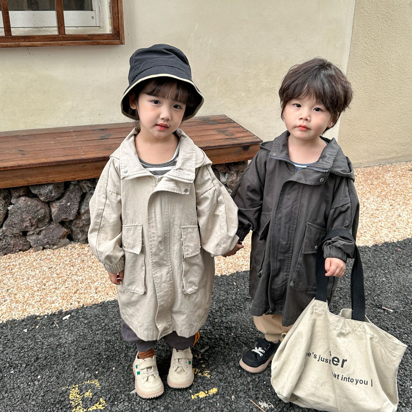 -キッズ ロング フーディ アウター ジャケット ジャンパー モッズコート - mamahalo shop - ロングコート -  べビー服 - 子供服 - 男の子 - 女の子