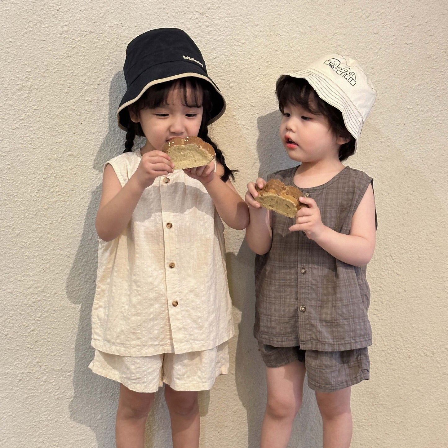 -キッズ セットアップ ノースリーブ シャツ トップス パンツ - mamahalo shop - ノースリーブセットアップ -  べビー服 - 子供服 - 男の子 - 女の子