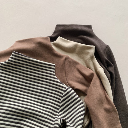 -キッズ ボトルネック ハイネック カットソー 長袖 Tシャツ - mamahalo shop - 長袖Tシャツ -  べビー服 - 子供服 - 男の子 - 女の子