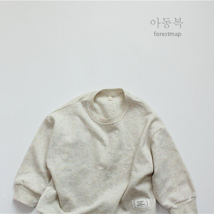 -キッズ シンプル カラーネップ 長袖 スウェットシャツ Tシャツ トップス - mamahalo shop - 長袖Tシャツ -  べビー服 - 子供服 - 男の子 - 女の子