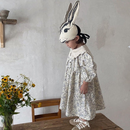 -ベビー フラワー フリル襟 長袖 ワンピース - mamahalo shop - 長袖ワンピース -  べビー服 - 子供服 - 男の子 - 女の子