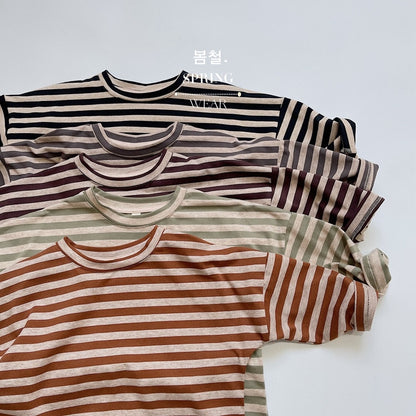 -キッズ ボーダー ベーシック 長袖 Tシャツ トップス【mh0001233】 - mamahalo shop - 長袖Tシャツ -  べビー服 - 子供服 - 男の子 - 女の子