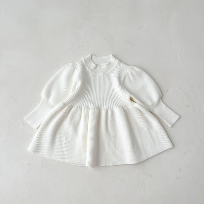 -ベビー キッズ ニット パフスリーブ ドレス ワンピース - mamahalo shop - 長袖ワンピース -  べビー服 - 子供服 - 男の子 - 女の子