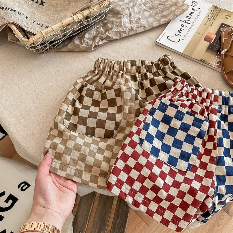 -キッズ チェッカーチェック バイカラー ショートパンツ【mh0001825】 - mamahalo shop - ハーフパンツ・ショートパンツ -  べビー服 - 子供服 - 男の子 - 女の子