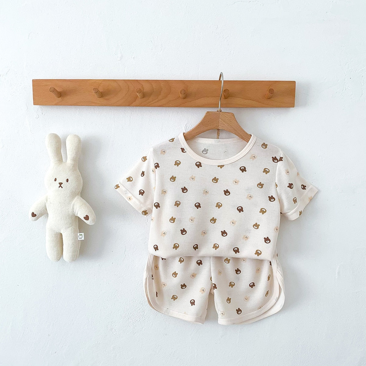 -キッズ 半袖 プリント セットアップ パジャマ Tシャツ ショートパンツ フラワー 恐竜 ダイナソー くま ベア - mamahalo shop - 半袖パジャマ -  べビー服 - 子供服 - 男の子 - 女の子