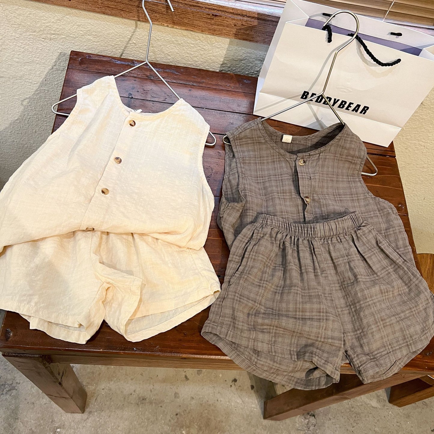 -キッズ セットアップ ノースリーブ シャツ トップス パンツ - mamahalo shop - ノースリーブセットアップ -  べビー服 - 子供服 - 男の子 - 女の子