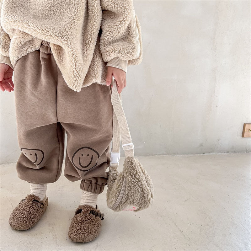 -キッズ フリース スマイル スウェット パンツ - mamahalo shop - ロングパンツ・スウェットパンツ -  べビー服 - 子供服 - 男の子 - 女の子