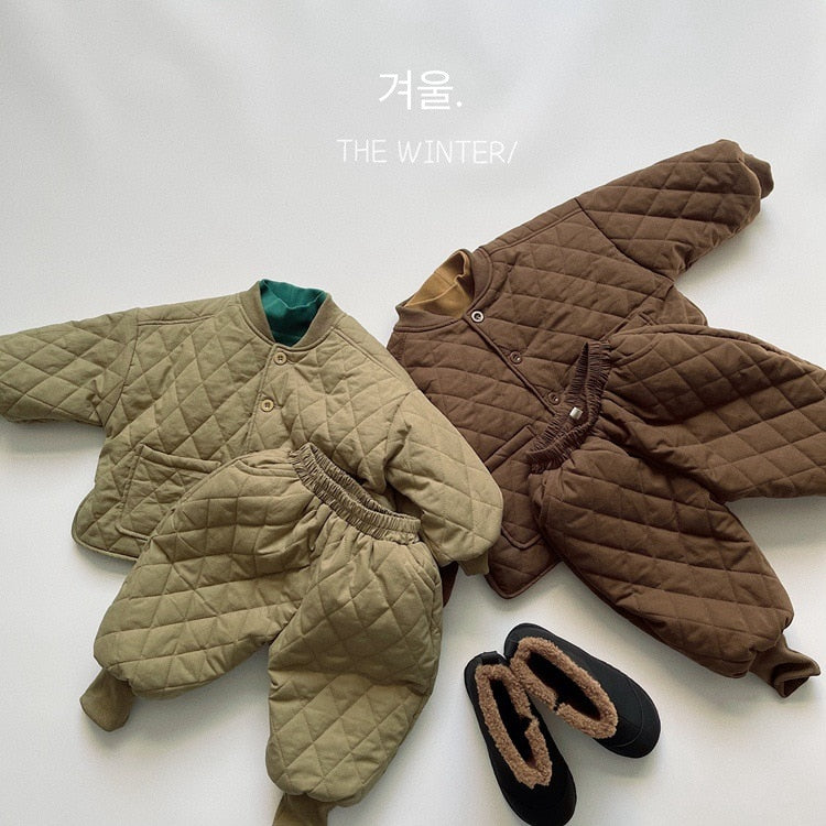 -キッズ キルティング ジャケット パンツ - mamahalo shop - ショートコート・ジャケット・ジャンパー -  べビー服 - 子供服 - 男の子 - 女の子