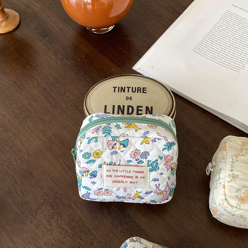 -キルティング ミニ ポーチ 象 ぞう フラワー ママバッグ - mamahalo shop - マザーズバッグ -  べビー服 - 子供服 - 男の子 - 女の子