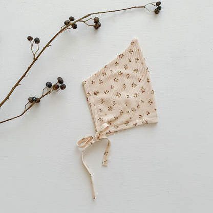 -ベビー ワッフル プリント ボンネット 帽子 フラワー 車 くるま 恐竜 ダイナソー - mamahalo shop - ベビー用帽子 -  べビー服 - 子供服 - 男の子 - 女の子