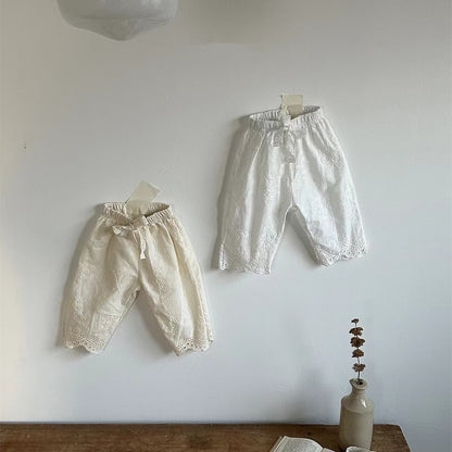 -キッズ フラワー レース 花柄 ルーズ ロングパンツ - mamahalo shop - ロングパンツ・スウェットパンツ -  べビー服 - 子供服 - 男の子 - 女の子