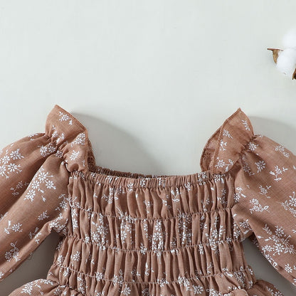 -ベビー フラワー フリル 長袖 スカート ロンパース - mamahalo shop - 長袖ロンパース -  べビー服 - 子供服 - 男の子 - 女の子