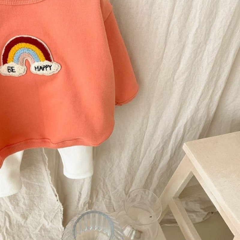 -ベビー セットアップ レインボー 虹 裏フリース スウェット トレーナー パンツ【mh0001175】 - mamahalo shop - 長袖セットアップ -  べビー服 - 子供服 - 男の子 - 女の子