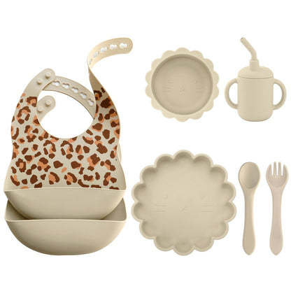 -6個セット シリコン セット ベビー ビブ 吸盤 ボウル カップ トレーニング スプーン フォーク - mamahalo shop - ベビーキッズ食器 -  べビー服 - 子供服 - 男の子 - 女の子