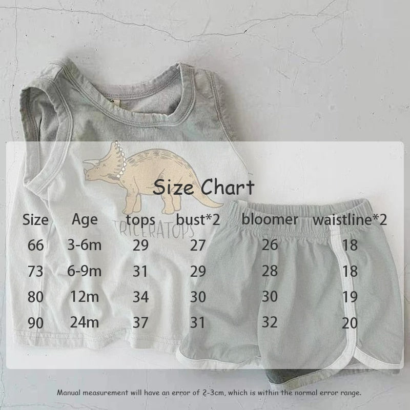 -ベビー セットアップ ダイナソー 恐竜 タンクトップ ショート パンツ【mh0001441】 - mamahalo shop - ノースリーブセットアップ -  べビー服 - 子供服 - 男の子 - 女の子