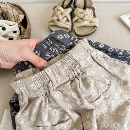 -キッズ フラワー 小花柄 ワイドレッグパンツ ガウチョパンツ【mh0001818】 - mamahalo shop - ロングパンツ・スウェットパンツ -  べビー服 - 子供服 - 男の子 - 女の子