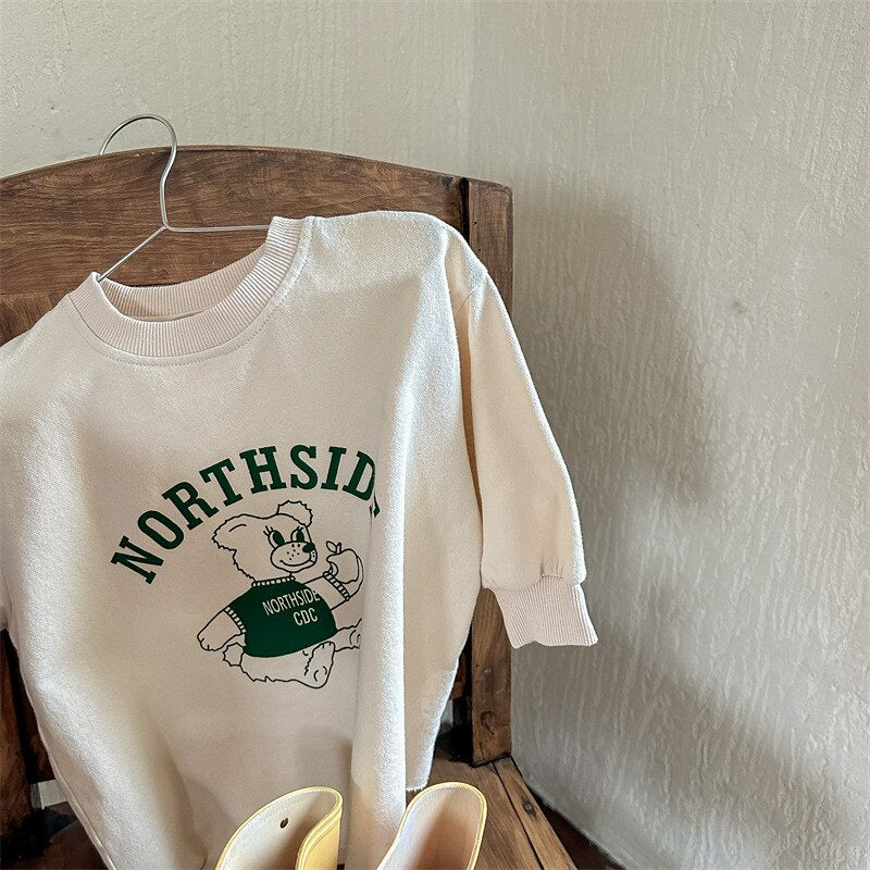 -キッズトップスくまベアプリント長袖スウェットTシャツ 2カラー【mh0001230】 - mamahalo shop - 長袖Tシャツ -  べビー服 - 子供服 - 男の子 - 女の子