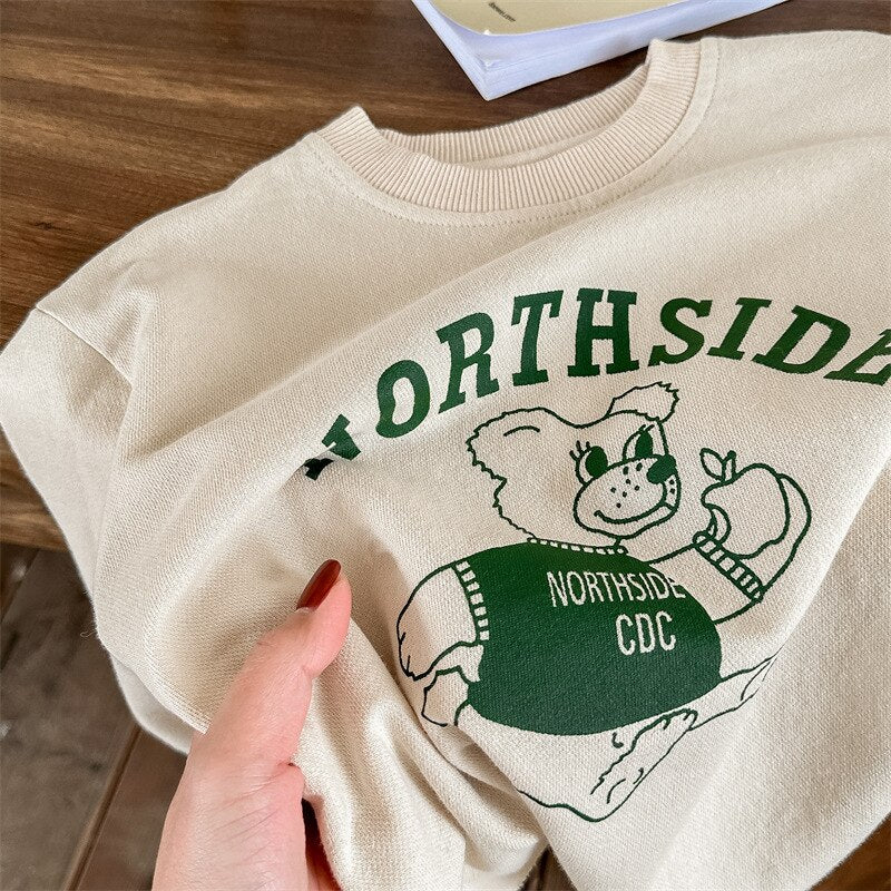 -キッズトップスくまベアプリント長袖スウェットTシャツ 2カラー【mh0001230】 - mamahalo shop - 長袖Tシャツ -  べビー服 - 子供服 - 男の子 - 女の子