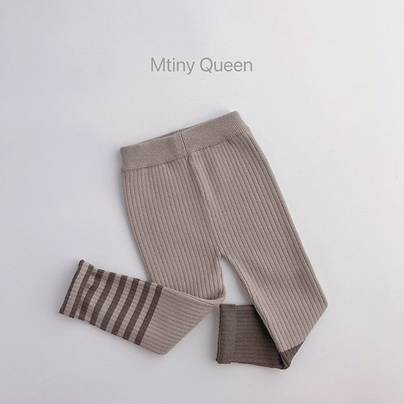 -キッズ ニット パッチワーク レギンス パンツ - mamahalo shop - レギンスパンツ -  べビー服 - 子供服 - 男の子 - 女の子