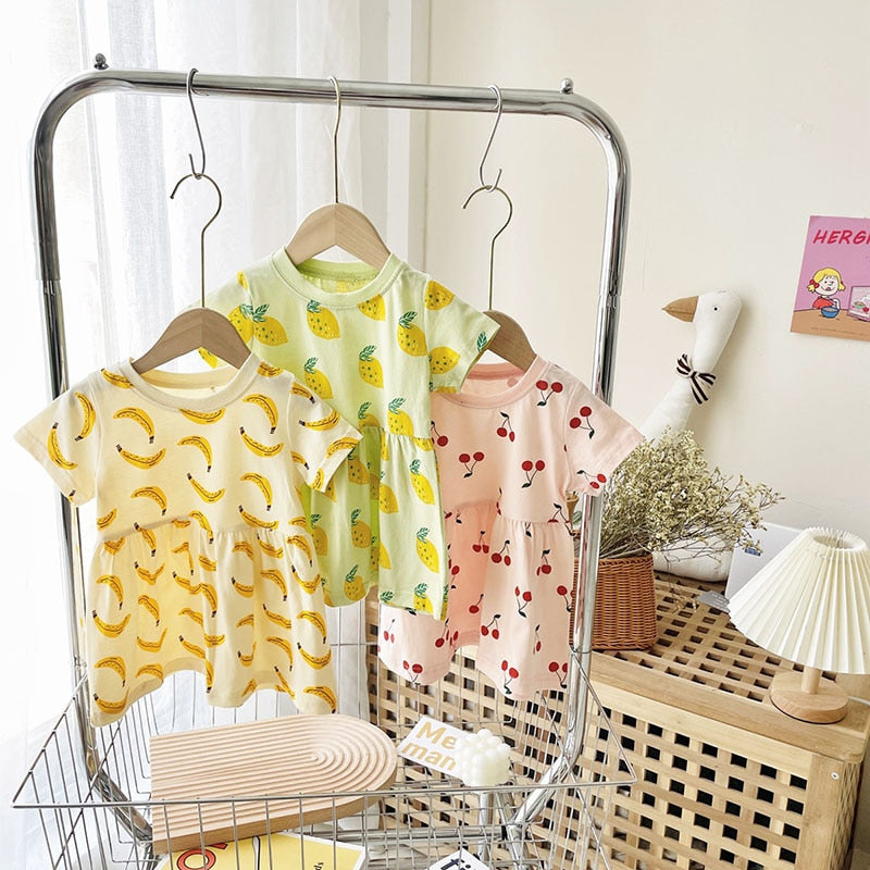 -ベビー キッズ バナナ レモン チェリー 半袖 ワンピース - mamahalo shop - 半袖ワンピース -  べビー服 - 子供服 - 男の子 - 女の子