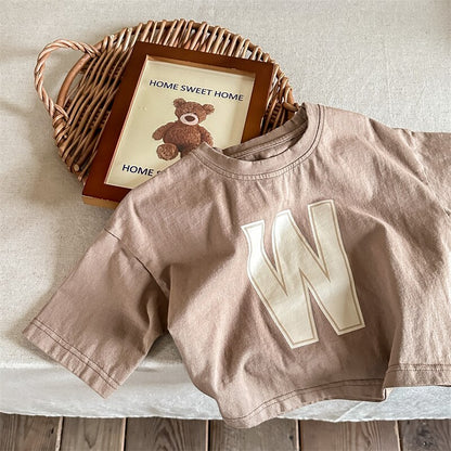 -キッズ レターロゴ 長袖 ルーズ Tシャツ トップス【mh0001228】 - mamahalo shop - 長袖Tシャツ -  べビー服 - 子供服 - 男の子 - 女の子