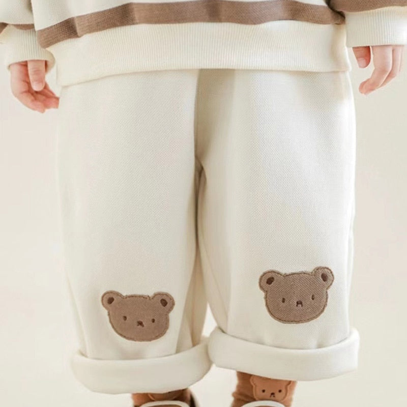 -キッズ くま ベア ボーダー 無地 トップス パンツ - mamahalo shop - ロングパンツ・スウェットパンツ -  べビー服 - 子供服 - 男の子 - 女の子