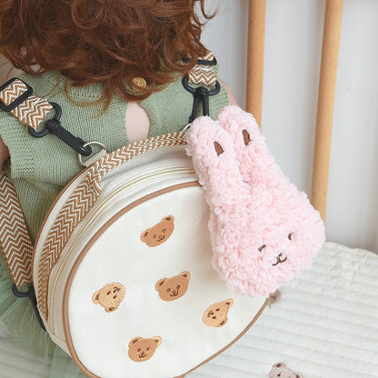 -ベビー くま ベア 刺繍 バックパック 円形 リュック 鞄【mh0000985】 - mamahalo shop - メッセンジャーバッグ -  べビー服 - 子供服 - 男の子 - 女の子