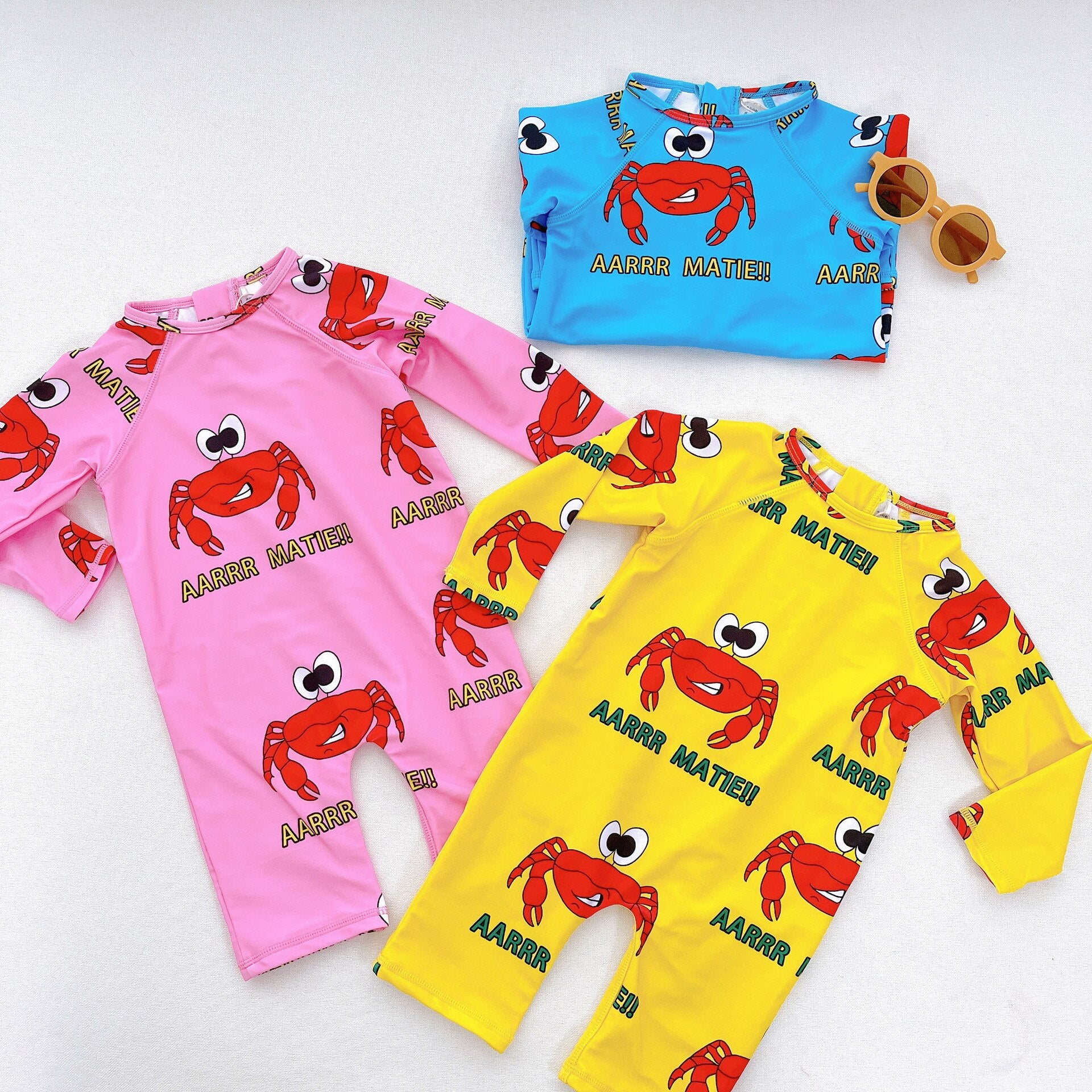 -キッズ 水着 長袖 ラッシュガード 帽子 セット スイムウェア【mh0001893】 - mamahalo shop - ベビー用水着 -  べビー服 - 子供服 - 男の子 - 女の子