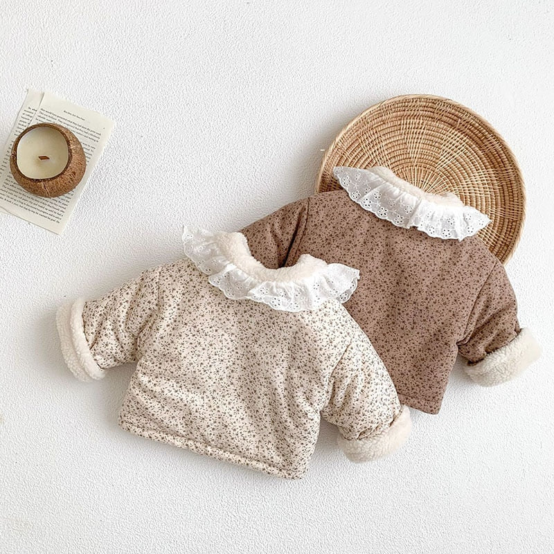 -ベビー フラワー レース 裏ボアフリース ジャケット コート アウター - mamahalo shop - ショートコート・ジャケット・ジャンパー -  べビー服 - 子供服 - 男の子 - 女の子