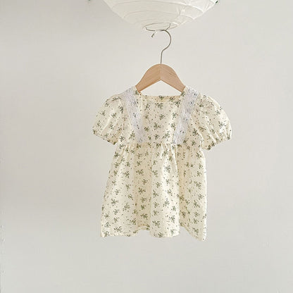 -ベビー フラワー 刺繍 半袖 ノースリーブ ロンパース ブルマパンツ 半袖 ブラウス トップス【mh0001513】 - mamahalo shop - ノースリーブロンパース -  べビー服 - 子供服 - 男の子 - 女の子