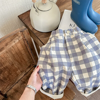 -キッズ ブロック チェック ルーズ パンツ ズボン【mh0001276】 - mamahalo shop - ロングパンツ・スウェットパンツ -  べビー服 - 子供服 - 男の子 - 女の子