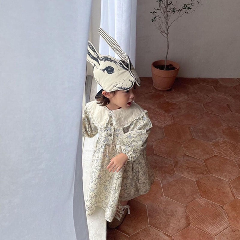 -ベビー フラワー フリル襟 長袖 ワンピース - mamahalo shop - 長袖ワンピース -  べビー服 - 子供服 - 男の子 - 女の子