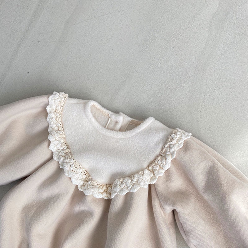 -ベビー フリース レース 長袖 ロンパース - mamahalo shop - 長袖ロンパース -  べビー服 - 子供服 - 男の子 - 女の子