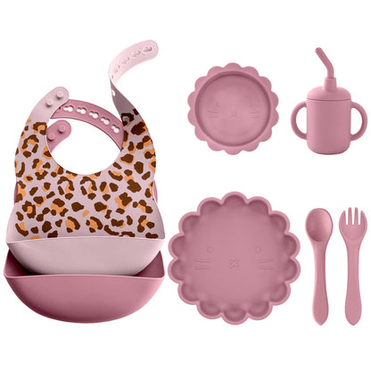-6個セット シリコン セット ベビー ビブ 吸盤 ボウル カップ トレーニング スプーン フォーク - mamahalo shop - ベビーキッズ食器 -  べビー服 - 子供服 - 男の子 - 女の子
