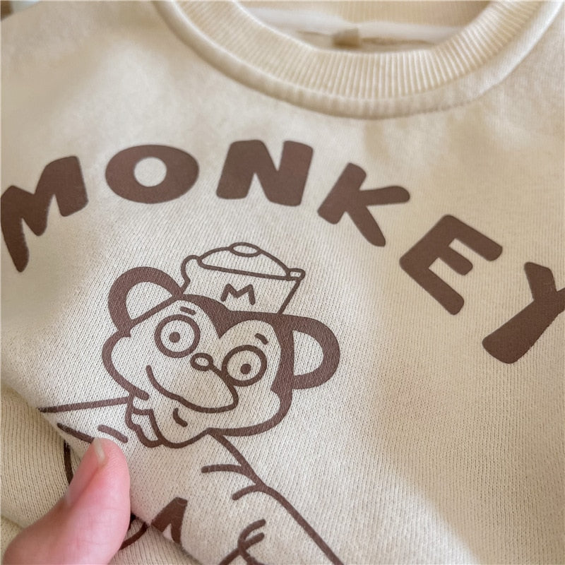 -キッズ さる モンキー 裏フリース スウェット トレーナー トップス - mamahalo shop - トレーナー・フーディ -  べビー服 - 子供服 - 男の子 - 女の子