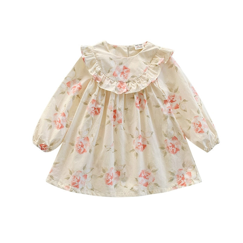 -キッズ フラワー フリル 長袖 ワンピース - mamahalo shop - 長袖ワンピース -  べビー服 - 子供服 - 男の子 - 女の子