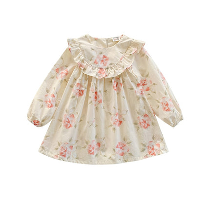 -キッズ フラワー フリル 長袖 ワンピース - mamahalo shop - 長袖ワンピース -  べビー服 - 子供服 - 男の子 - 女の子