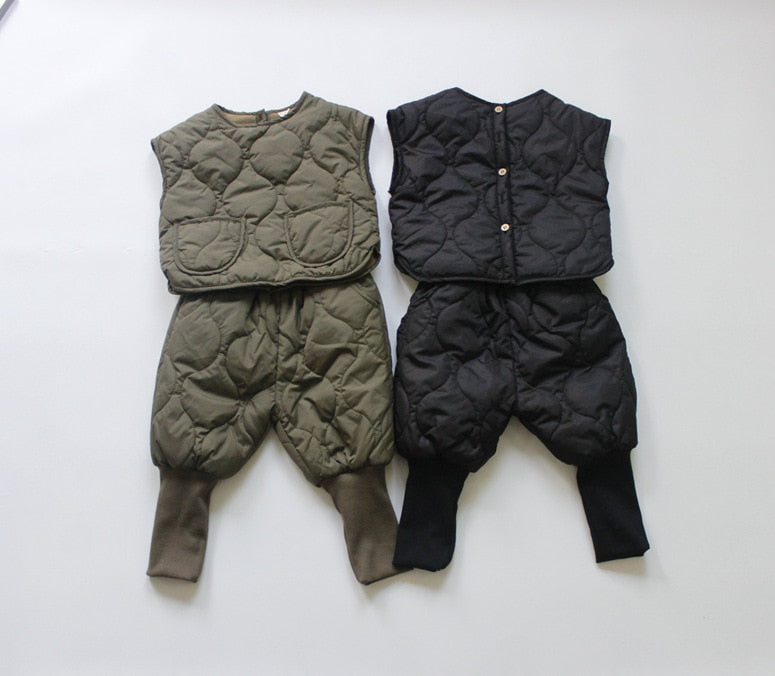 -キッズ キルティング 裏フリース スウェット ベスト パンツ - mamahalo shop - ベスト -  べビー服 - 子供服 - 男の子 - 女の子