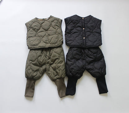 -キッズ キルティング 裏フリース スウェット ベスト パンツ - mamahalo shop - ベスト -  べビー服 - 子供服 - 男の子 - 女の子