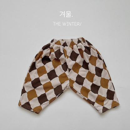 -キッズ チェックコーデュロイ 裏フリース パンツ 暖パン - mamahalo shop - ロングパンツ・スウェットパンツ -  べビー服 - 子供服 - 男の子 - 女の子