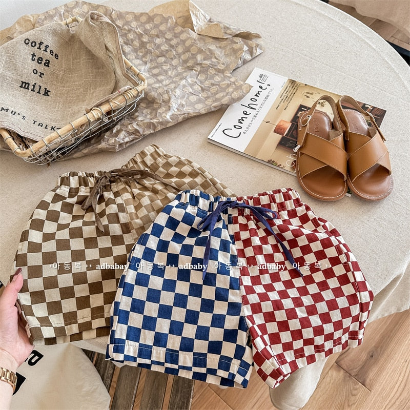 -キッズ チェッカーチェック バイカラー ショートパンツ【mh0001825】 - mamahalo shop - ハーフパンツ・ショートパンツ -  べビー服 - 子供服 - 男の子 - 女の子