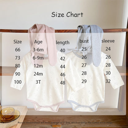 -ベビー バニー うさぎ 長袖 ロンパース うさ耳 ボンネット 帽子 セット - mamahalo shop - 長袖ロンパース -  べビー服 - 子供服 - 男の子 - 女の子