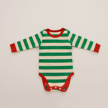 -ベビー ボーダー セットアップ 長袖 ロンパース パンツ - mamahalo shop - ロンパースセットアップ -  べビー服 - 子供服 - 男の子 - 女の子