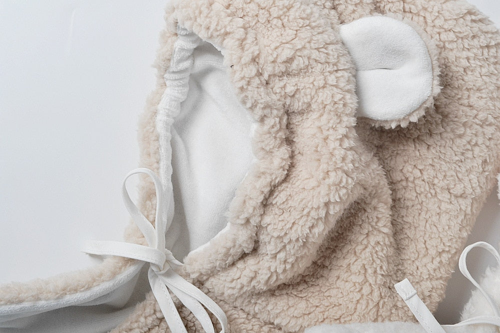 -ベビー くま耳 フーディ フリース 帽子 ポンチョ【mh0001077】 - mamahalo shop - ベビー用帽子 -  べビー服 - 子供服 - 男の子 - 女の子