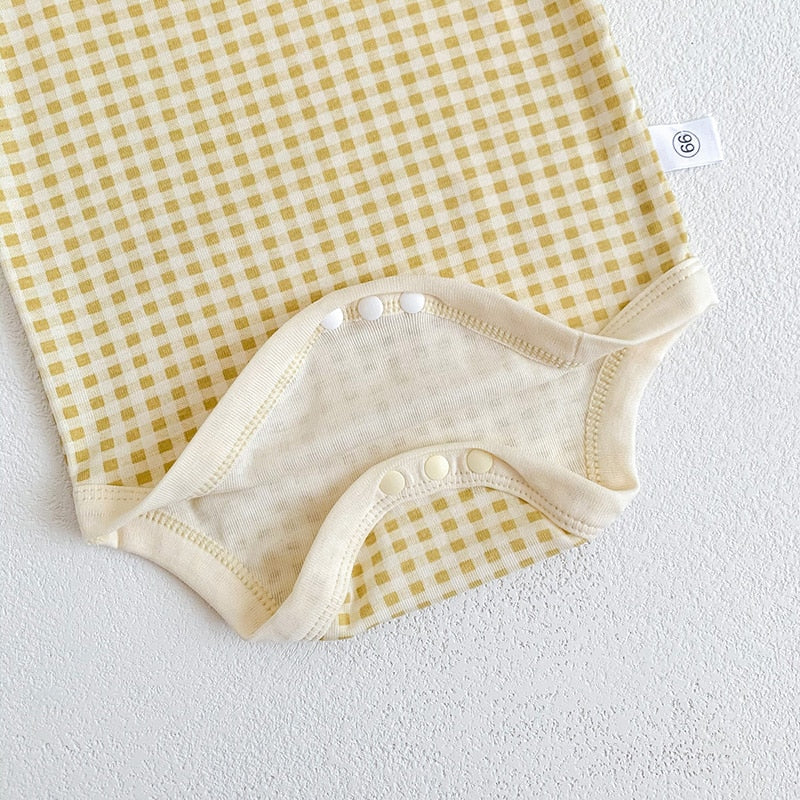 -ベビー ギンガム チェック ノースリーブ キャミソール ベーシック ロンパース - mamahalo shop - タンクトップ・キャミソール・ノースリーブトップス -  べビー服 - 子供服 - 男の子 - 女の子