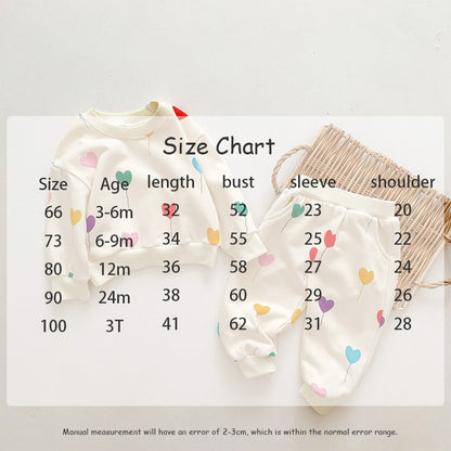 -ベビー セットアップ カラフル ハート バルーン スウェット トレーナー パンツ - mamahalo shop - 長袖セットアップ -  べビー服 - 子供服 - 男の子 - 女の子