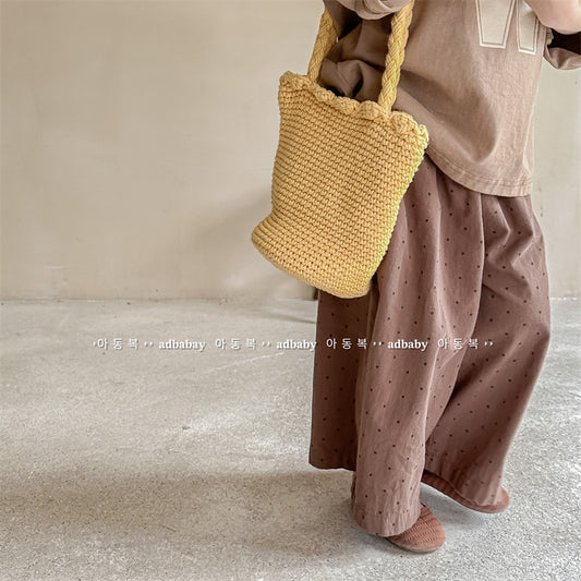 -キッズ みずたま 水玉 ルーズ ワイド パンツ ズボン - mamahalo shop - ロングパンツ・スウェットパンツ -  べビー服 - 子供服 - 男の子 - 女の子