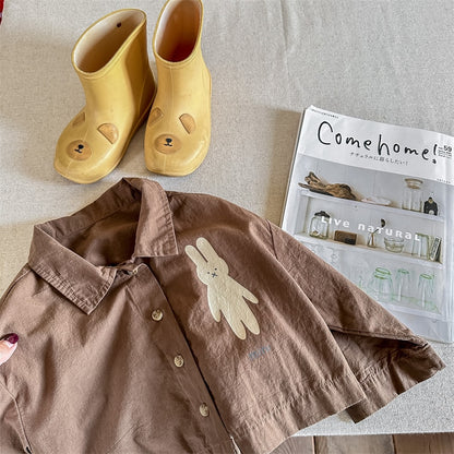 -キッズ うさぎ バニー ルーズ シャツ ジャケット - mamahalo shop - 長袖シャツ・ブラウス -  べビー服 - 子供服 - 男の子 - 女の子